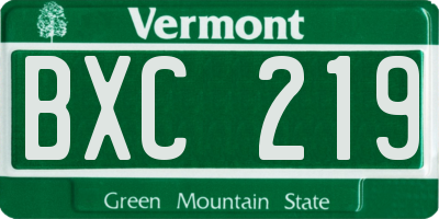 VT license plate BXC219