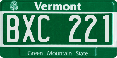 VT license plate BXC221
