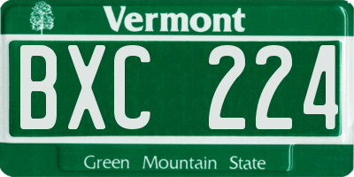 VT license plate BXC224