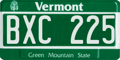 VT license plate BXC225