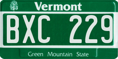 VT license plate BXC229