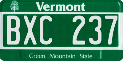 VT license plate BXC237