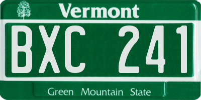 VT license plate BXC241