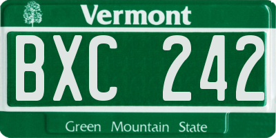 VT license plate BXC242