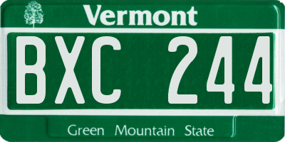 VT license plate BXC244