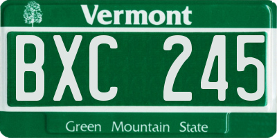 VT license plate BXC245