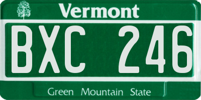 VT license plate BXC246