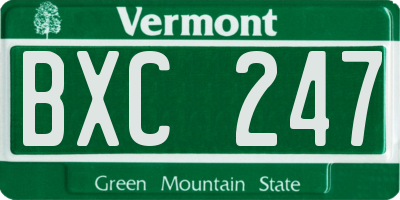 VT license plate BXC247