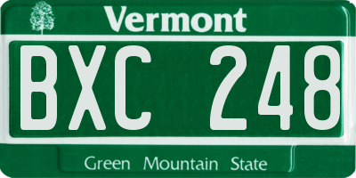 VT license plate BXC248