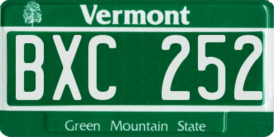 VT license plate BXC252