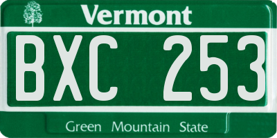 VT license plate BXC253