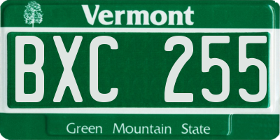 VT license plate BXC255