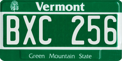 VT license plate BXC256