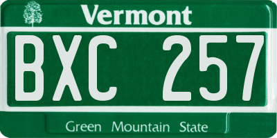 VT license plate BXC257
