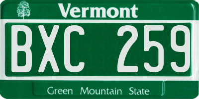 VT license plate BXC259