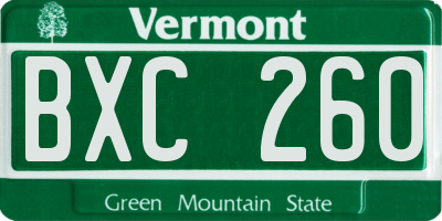 VT license plate BXC260