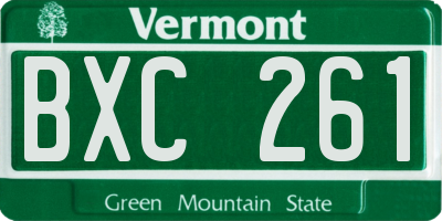 VT license plate BXC261