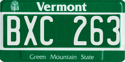 VT license plate BXC263