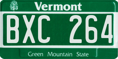 VT license plate BXC264