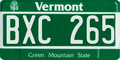 VT license plate BXC265