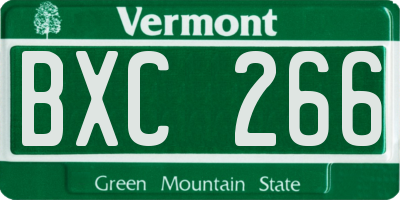 VT license plate BXC266