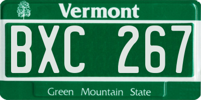 VT license plate BXC267