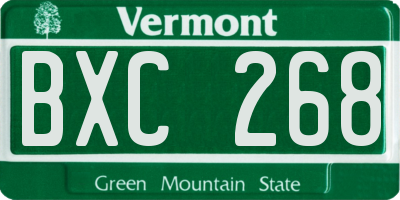 VT license plate BXC268