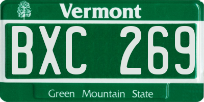 VT license plate BXC269