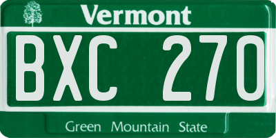 VT license plate BXC270