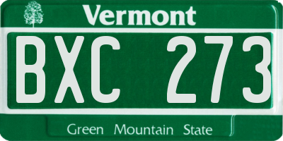 VT license plate BXC273