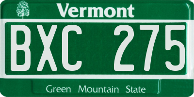 VT license plate BXC275