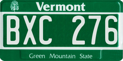 VT license plate BXC276