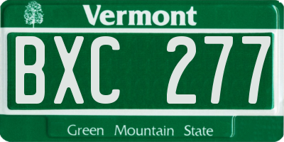VT license plate BXC277