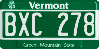 VT license plate BXC278
