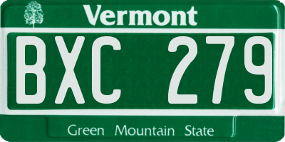 VT license plate BXC279