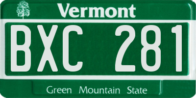 VT license plate BXC281
