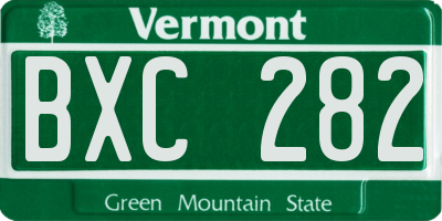 VT license plate BXC282