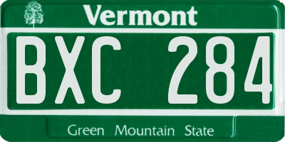 VT license plate BXC284