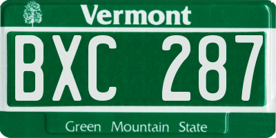 VT license plate BXC287