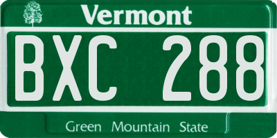VT license plate BXC288