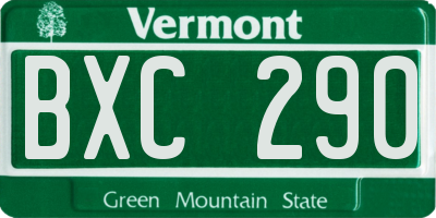 VT license plate BXC290