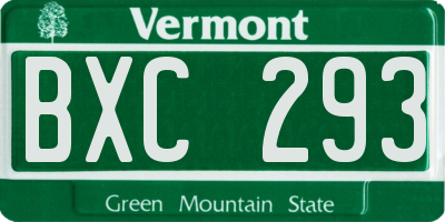 VT license plate BXC293