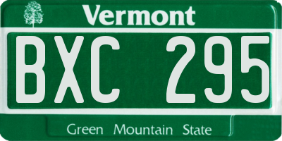 VT license plate BXC295