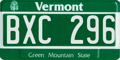 VT license plate BXC296
