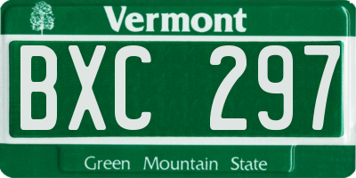 VT license plate BXC297