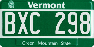 VT license plate BXC298