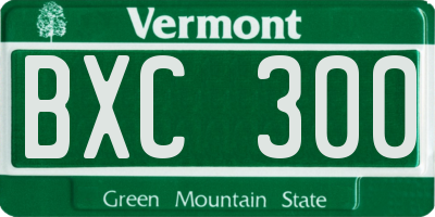 VT license plate BXC300