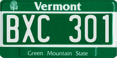 VT license plate BXC301