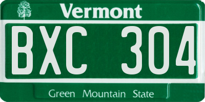 VT license plate BXC304
