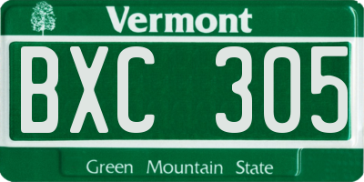 VT license plate BXC305